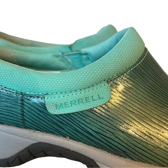 MERRELL Women's Encore Moc Pro
Shine Clog Shoes, Aqua/Navy/Grey Sz 7 - Picture 3 of 12